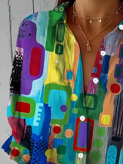 Edna™ - ELEGANT GEOMETRIC PRINT BLOUSE