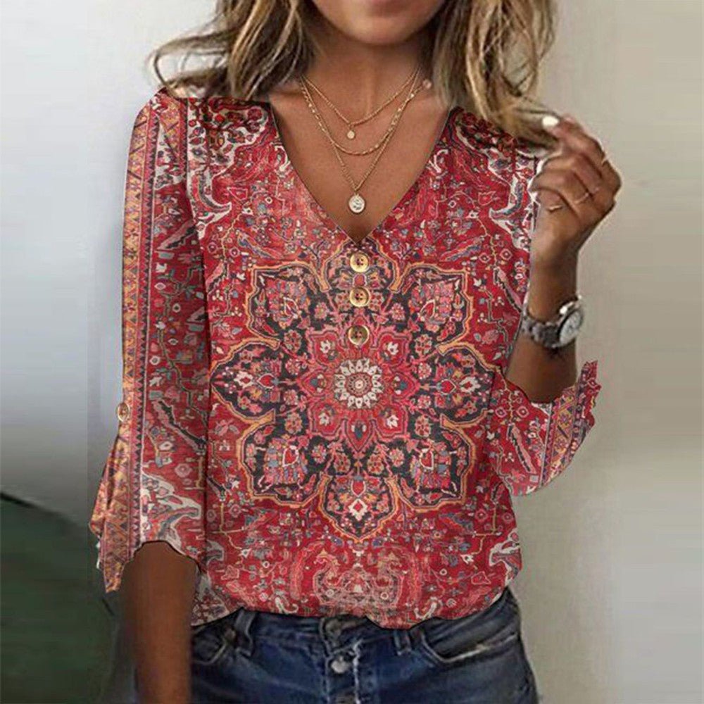 ARABELLA™ - ED PRINT V-NECK TOP