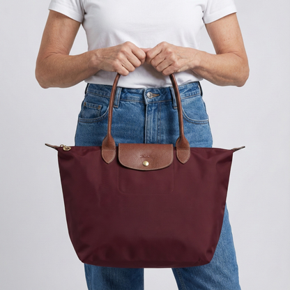 Chario - Large Le Pliage Tote, Burgundy