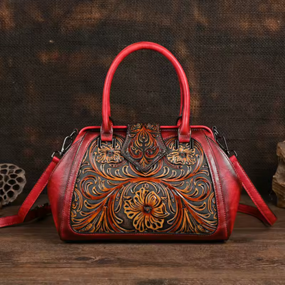 Liora™ - HAND BAG IN PREMIUM WITH FLORAL ENGRAVING