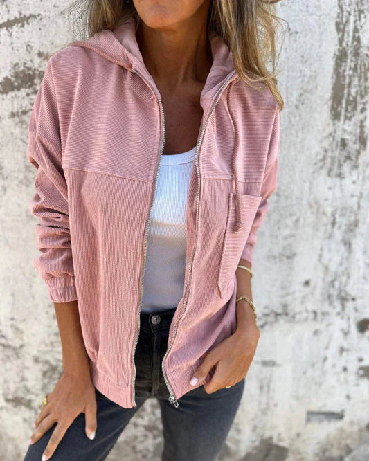 Saskia - Stylish Corduroy Zip Up Jacket