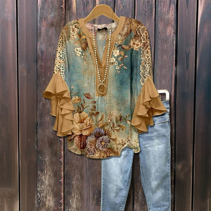 Zaria™ - VINTAGE BLOUSE WITH FLORAL PRINT