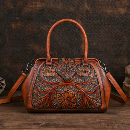 Liora™ - HAND BAG IN PREMIUM WITH FLORAL ENGRAVING