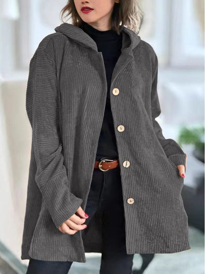 Stella - Cozy Corduroy Hooded Jacket