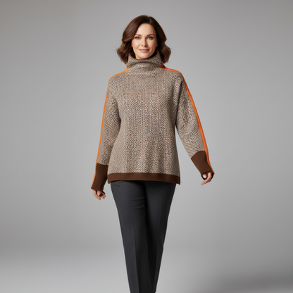 Marieke | Turtleneck Sweater with Striking Contrasting Stripes