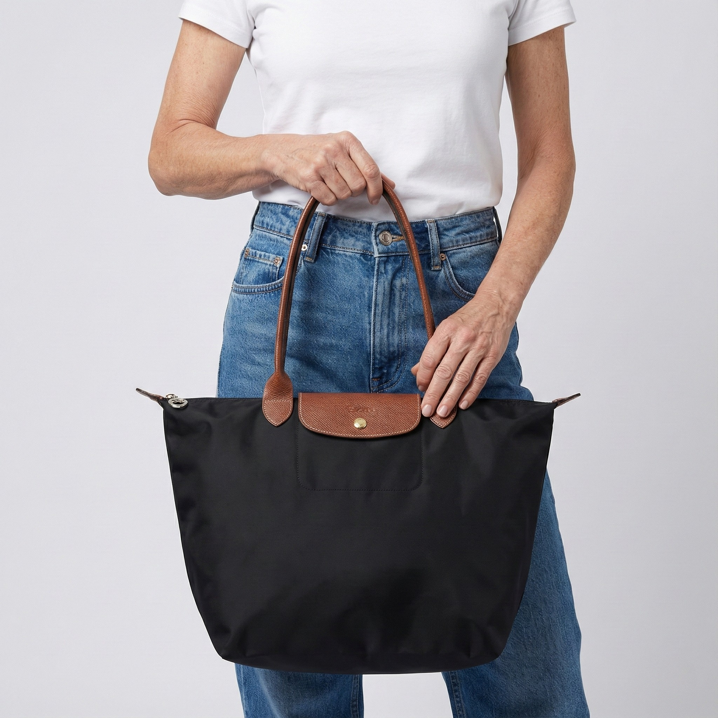 Chario - Large Le Pliage Tote, Black