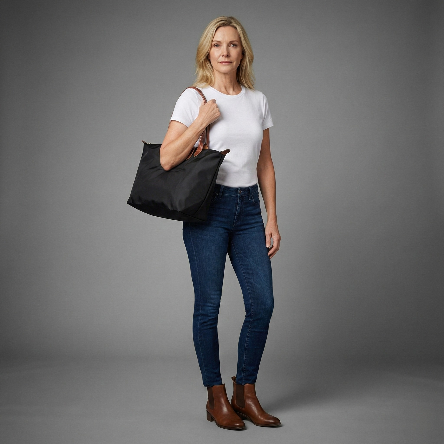 Chario - Large Le Pliage Tote, Black