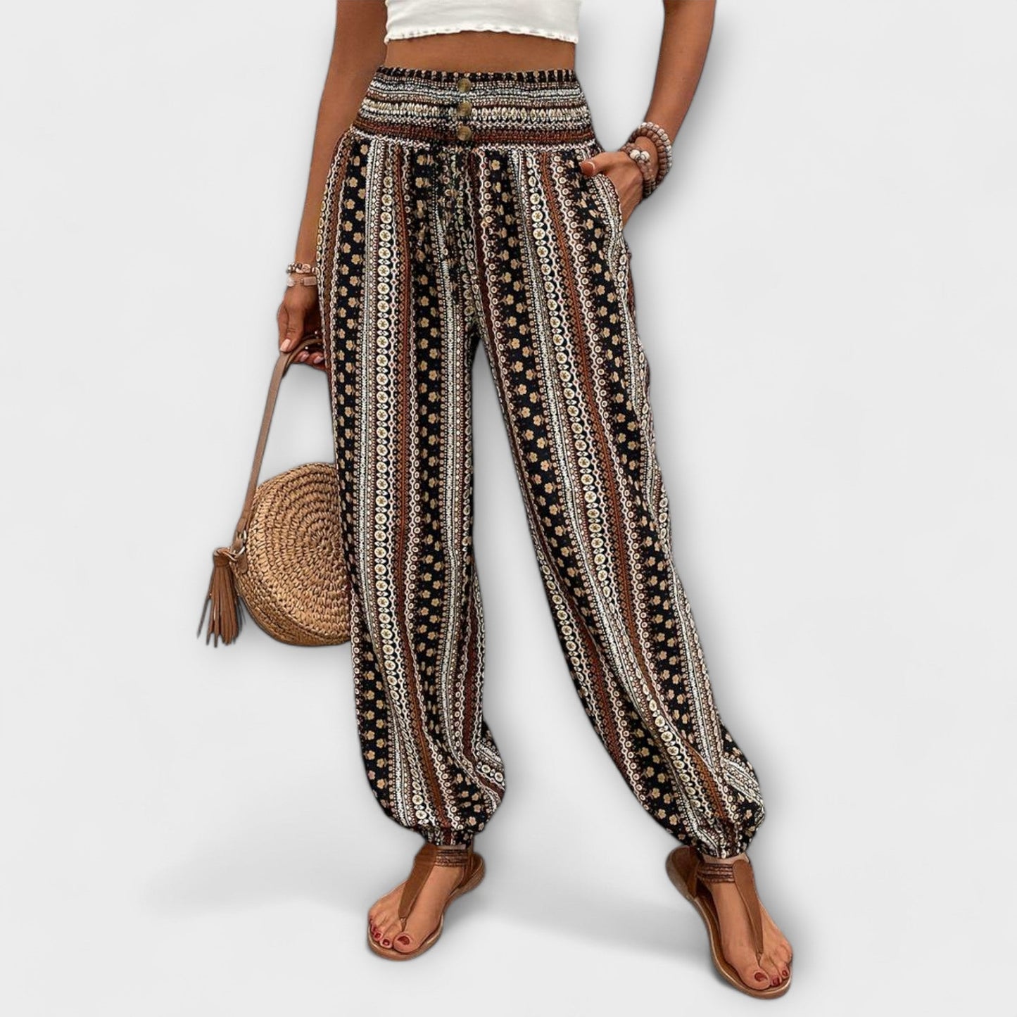 Vanessa | Trousers with Ethnic Graphic