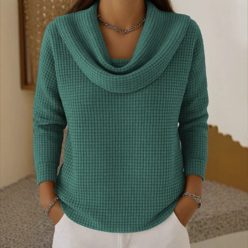 Amber™ – Warm Sweater with Elegant Waterfall Neck