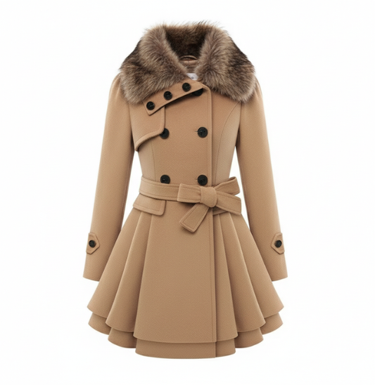Yara | Elegant Women's Trench Coat with Faux Fur Collar