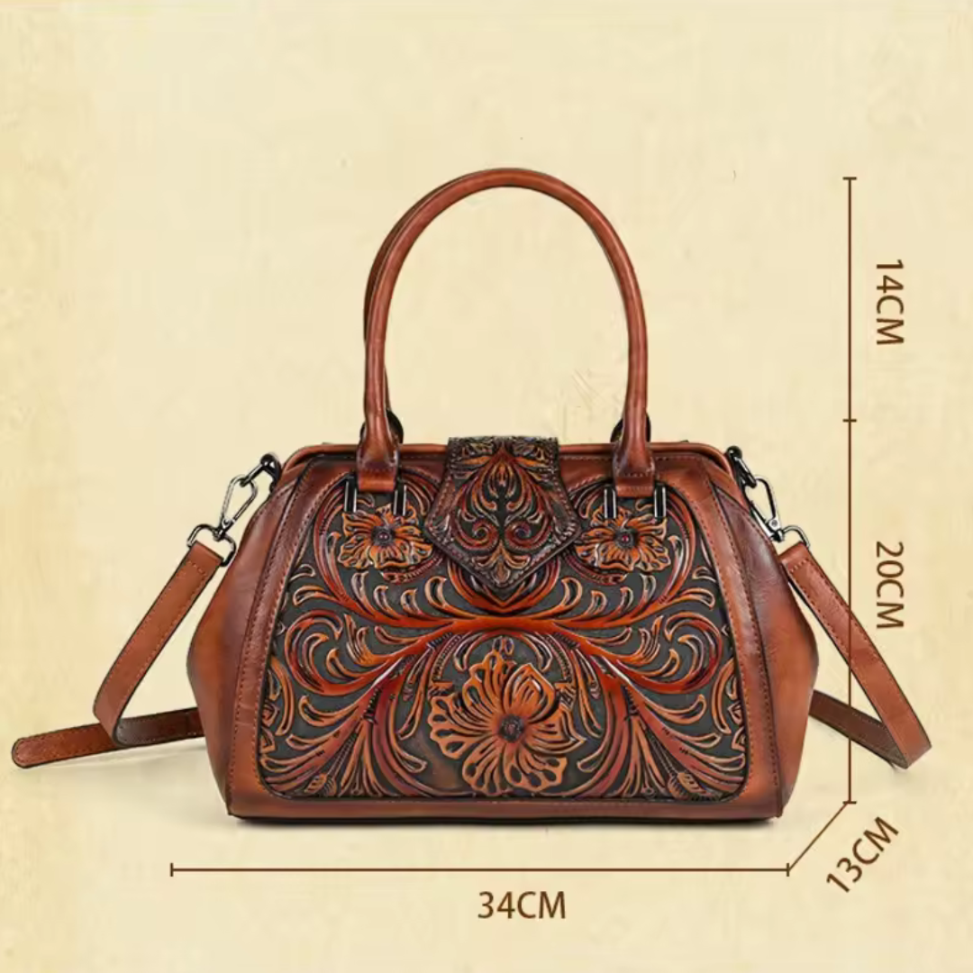 Liora™ - HAND BAG IN PREMIUM WITH FLORAL ENGRAVING