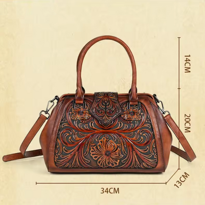 Liora™ - HAND BAG IN PREMIUM WITH FLORAL ENGRAVING