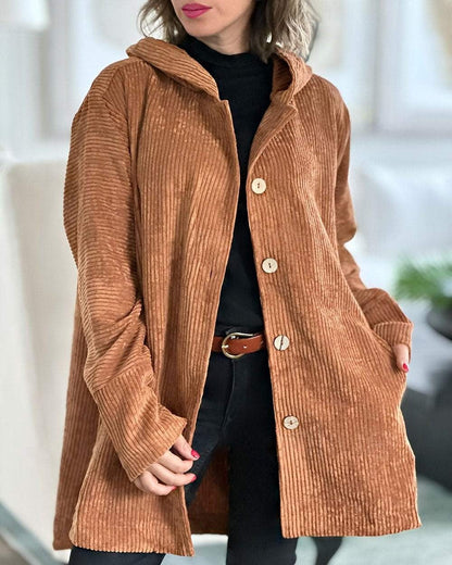 Stella - Cozy Corduroy Hooded Jacket