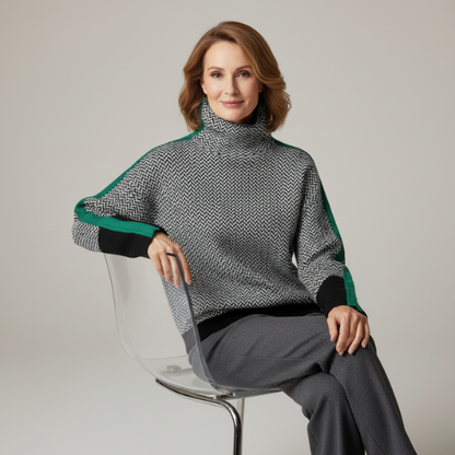 Marieke | Turtleneck Sweater with Striking Contrasting Stripes