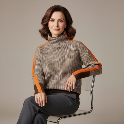 Marieke | Turtleneck Sweater with Striking Contrasting Stripes