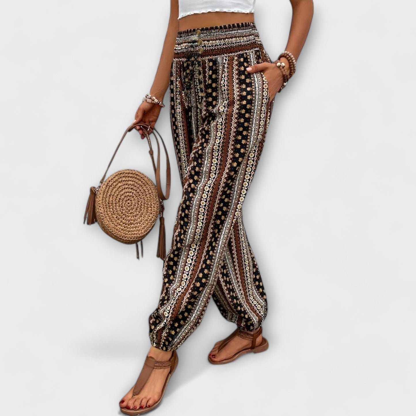 Vanessa | Trousers with Ethnic Graphic
