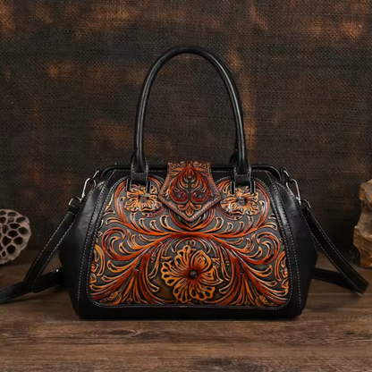 Liora™ - HAND BAG IN PREMIUM WITH FLORAL ENGRAVING
