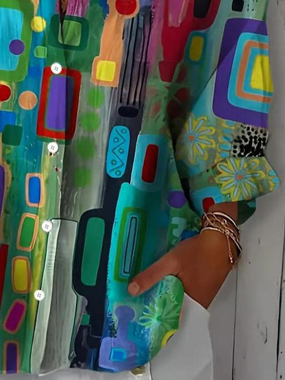 Edna™ - ELEGANT GEOMETRIC PRINT BLOUSE