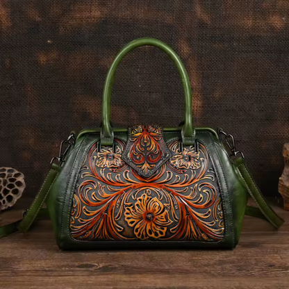 Liora™ - HAND BAG IN PREMIUM WITH FLORAL ENGRAVING