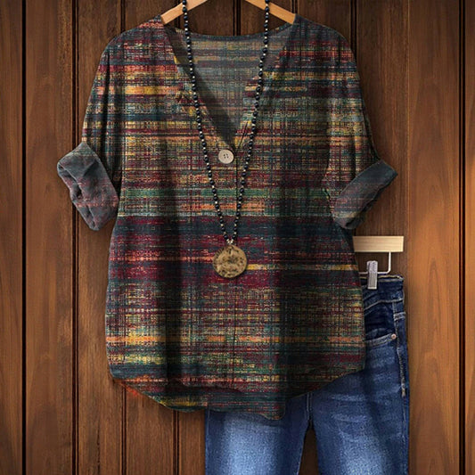 Élodie™ - VINTAGE INSPIRED BLOUSE WITH COLORFUL ACCENTS