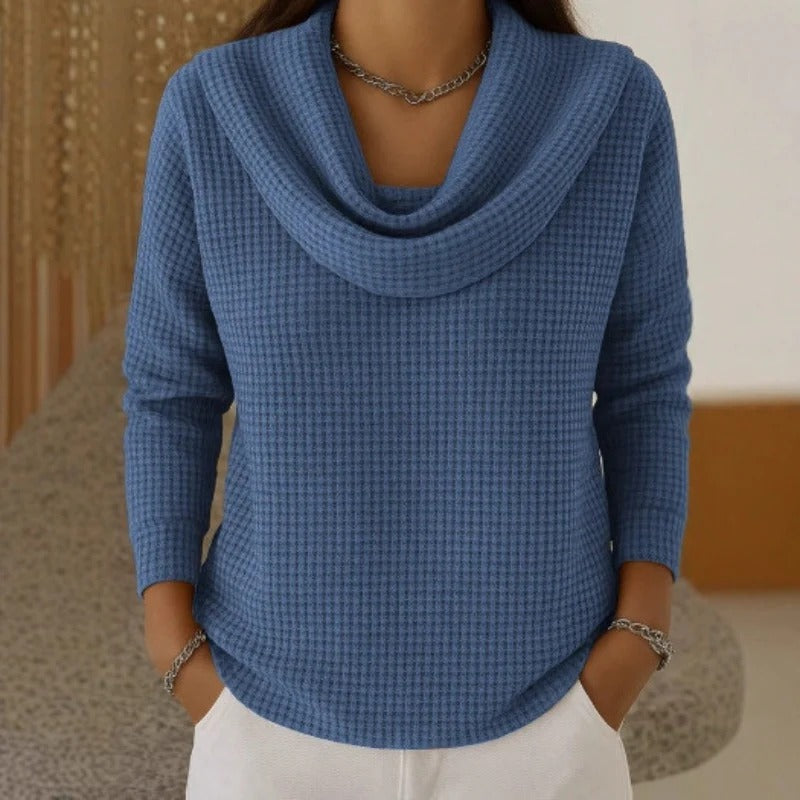 Amber™ – Warm Sweater with Elegant Waterfall Neck