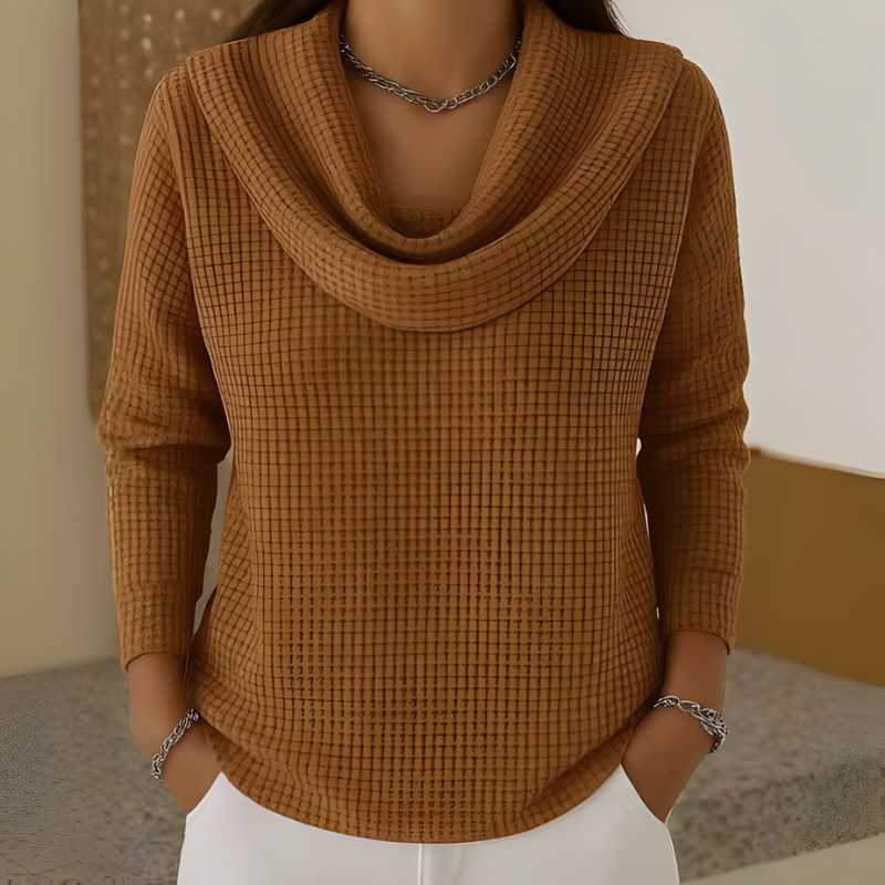 Amber™ – Warm Sweater with Elegant Waterfall Neck
