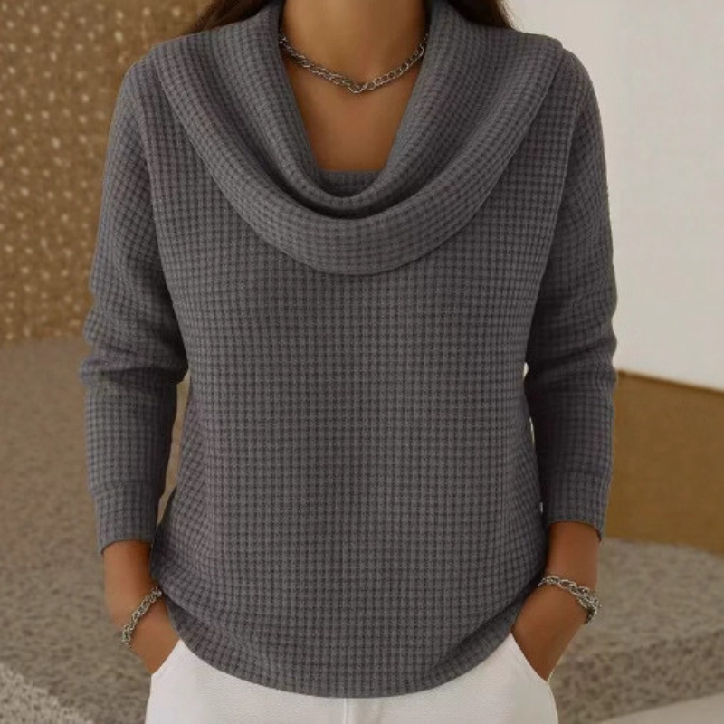 Amber™ – Warm Sweater with Elegant Waterfall Neck