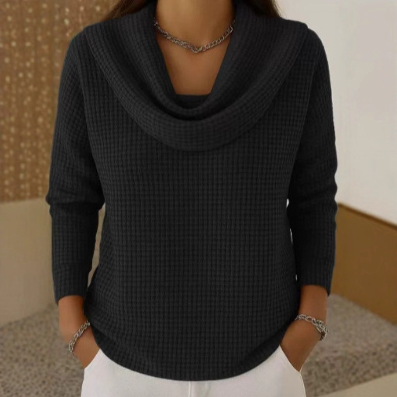 Amber™ – Warm Sweater with Elegant Waterfall Neck