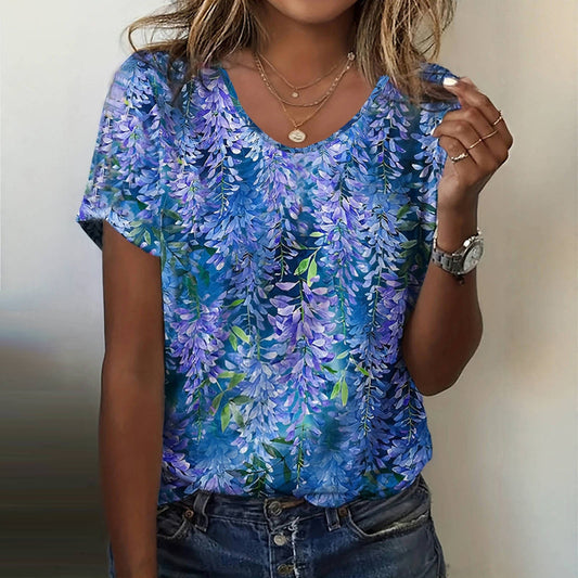 Solène™ - VINTAGE T-SHIRT WITH FLORAL DESIGN