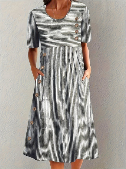 Sofia™ - STRIPED SUMMER DRESS WITH A FLATTERING SILHOUETTE