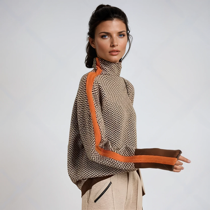 Malou™ - STRIKING STRIPED TURTLENECK PULLOVER