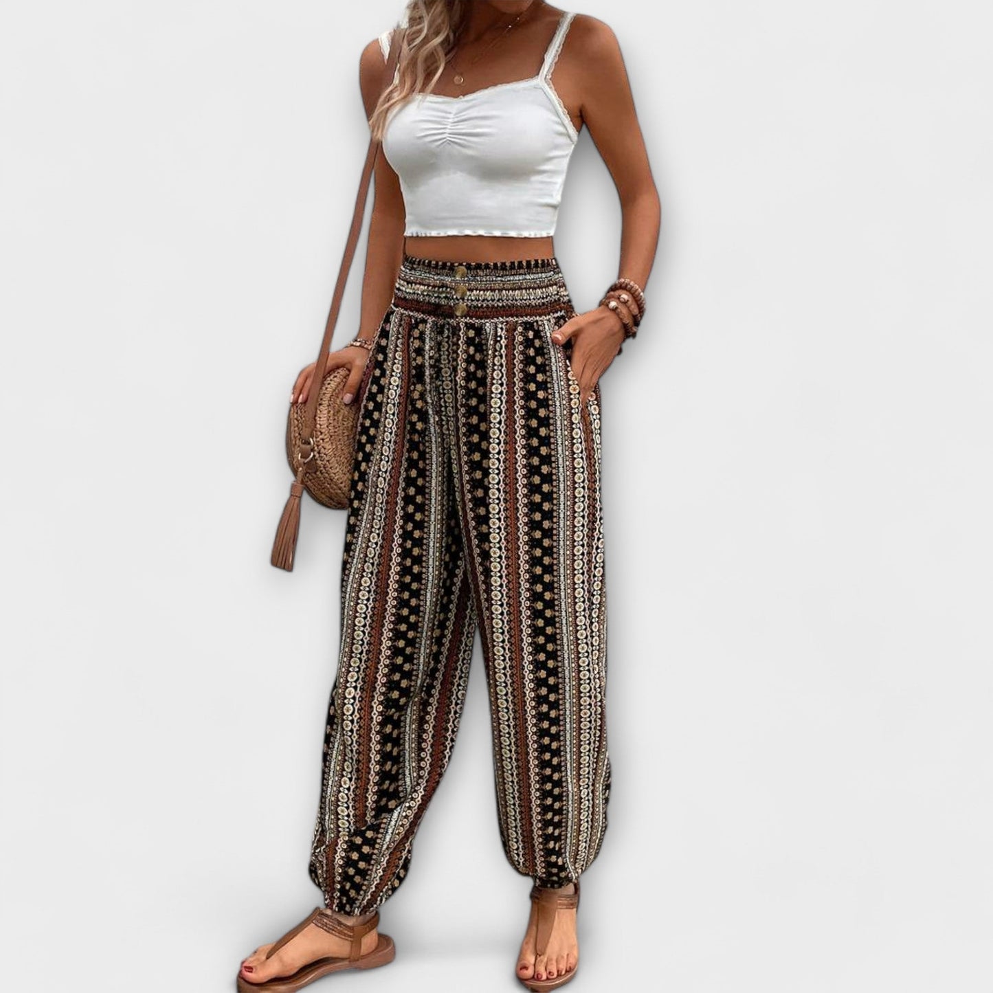 Vanessa | Trousers with Ethnic Graphic