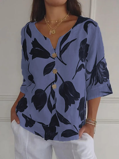 MAXINE™ - FLORAL BUTTON-UP BLOUSE