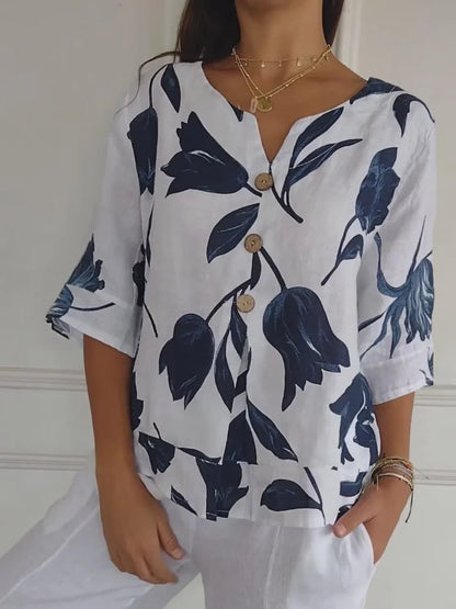 MAXINE™ - FLORAL BUTTON-UP BLOUSE