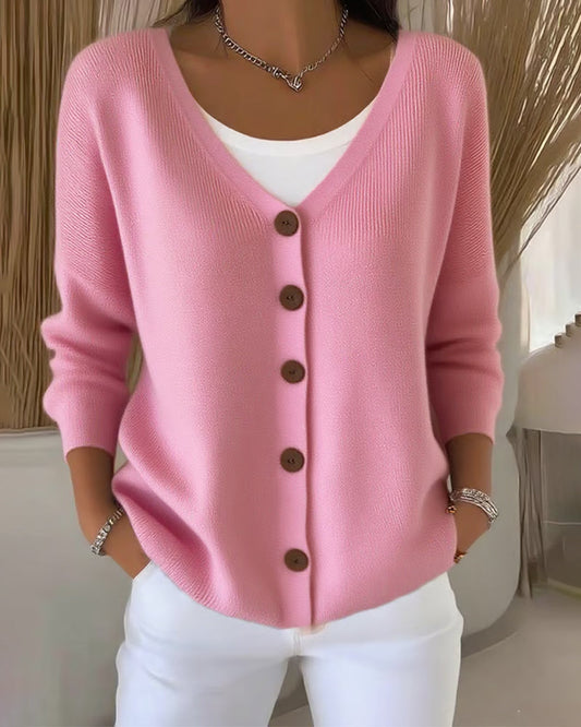 Cassie™ - BUTTONED PULLOVER WITH SOLID DESIGN
