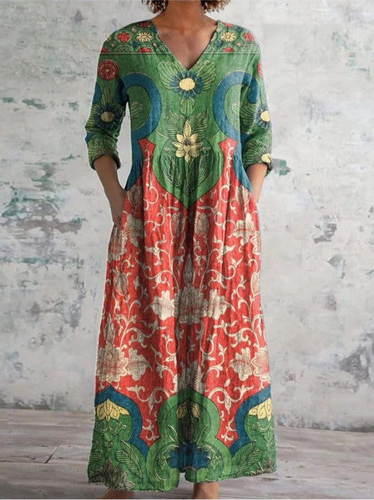 Mary™ - VINTAGE FLORAL MAXI DRESS WITH ELEGANT SILHOUETTE