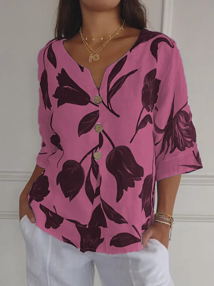 MAXINE™ - FLORAL BUTTON-UP BLOUSE