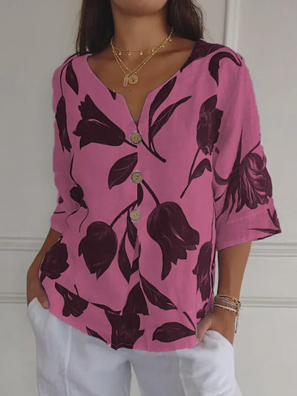 MAXINE™ - FLORAL BUTTON-UP BLOUSE