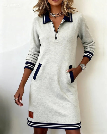 Chic Long Sleeve Cotton Dress