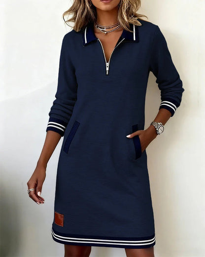 Chic Long Sleeve Cotton Dress